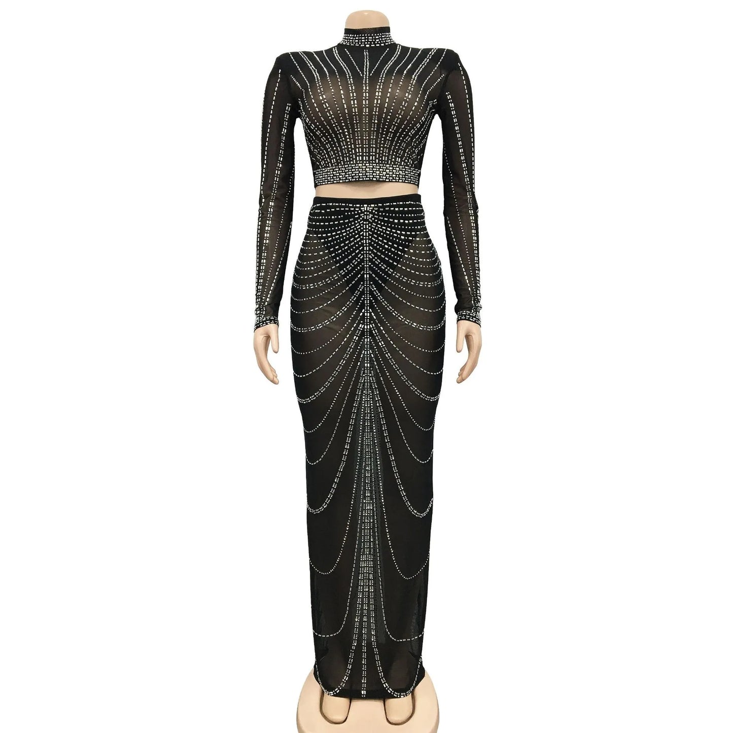 Mesh Maxi Bodycon 2 Piece Set