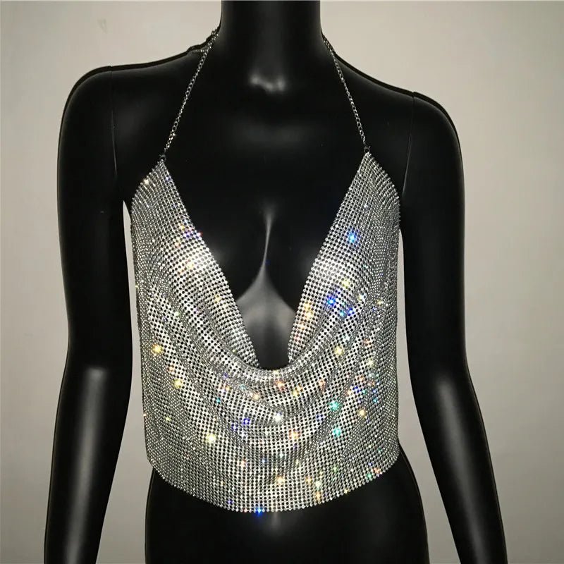 Backless Rhinestone V Top - Luxe Body Language