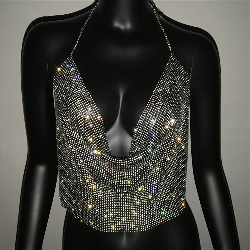 Backless Rhinestone V Top - Luxe Body Language