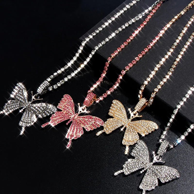 Bling Butterfly Pendant Necklace - Luxe Body Language