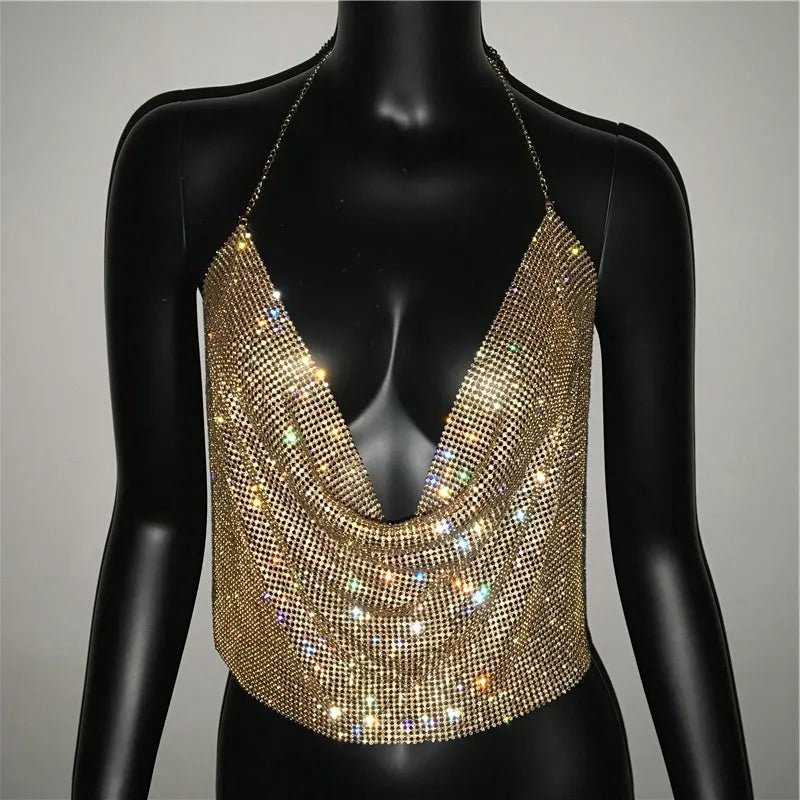 Backless Rhinestone V Top - Luxe Body Language