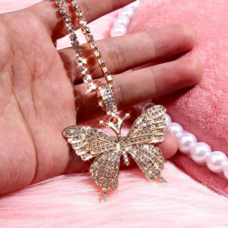 Bling Butterfly Pendant Necklace - Luxe Body Language