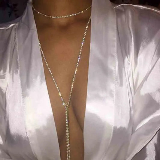 Choker Crystal Drip Chain - Luxe Body Language