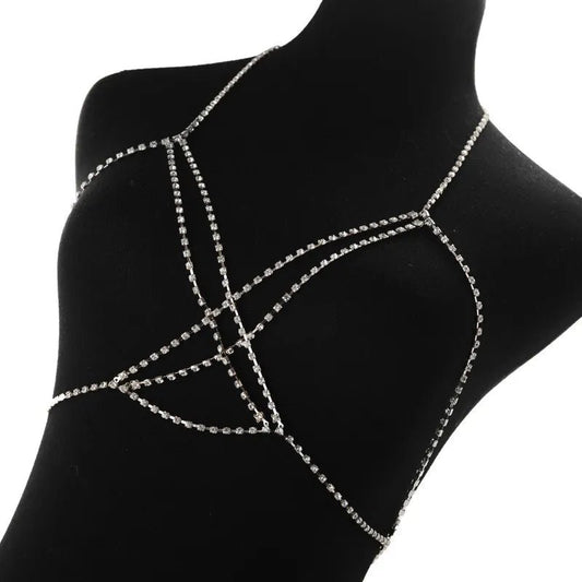 Double Dazzle Cross Chest Chain - Luxe Body Language