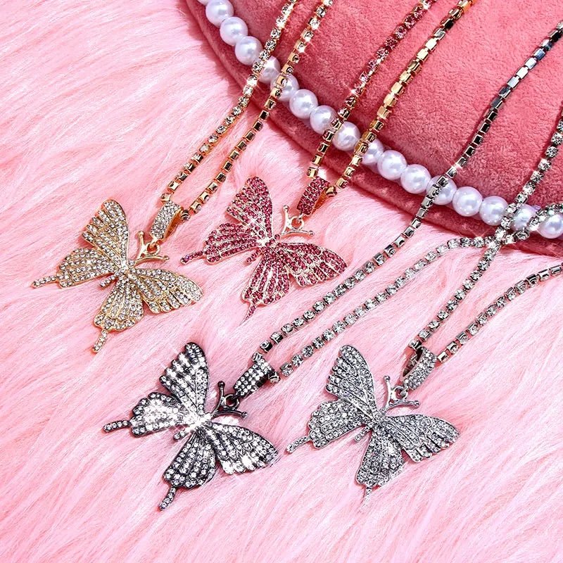 Bling Butterfly Pendant Necklace - Luxe Body Language