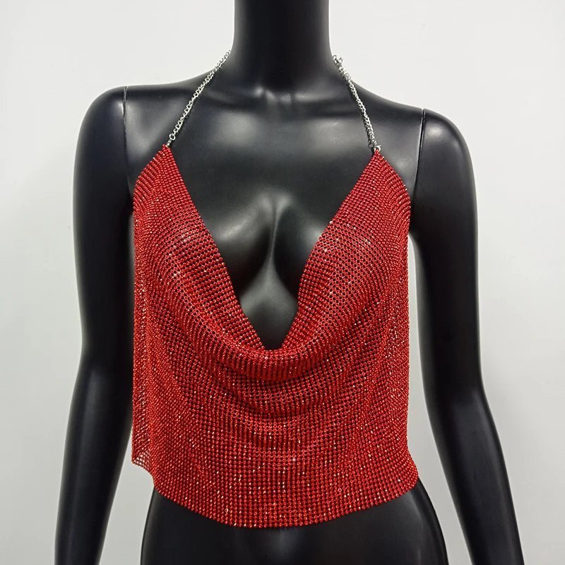 Backless Rhinestone V Top - Luxe Body Language