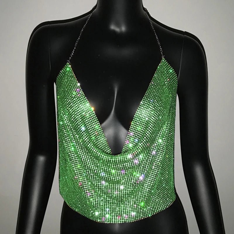 Backless Rhinestone V Top - Luxe Body Language