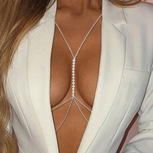 Crystal Chest Drop Chain - Luxe Body Language