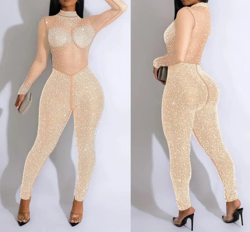 Diamond Mesh Jumpsuit - Luxe Body Language