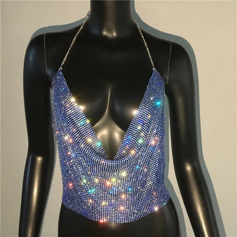 Backless Rhinestone V Top - Luxe Body Language