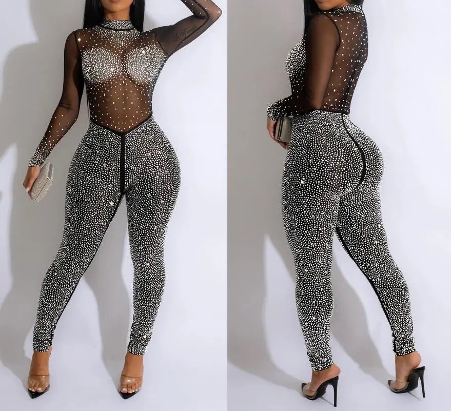 Diamond Mesh Jumpsuit - Luxe Body Language